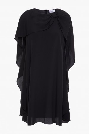 Платье мини из крепдешина с эффектом кейпа REDVALENTINO, черный REDValentino