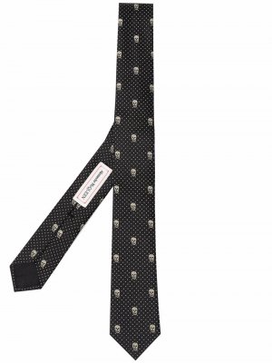 Шелковый галстук с узором Skull Alexander McQueen. Цвет: черный
