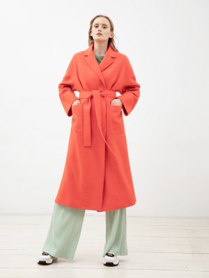 Пальто-халат демисезонное приталенное Pompa. Цвет: оранжевый