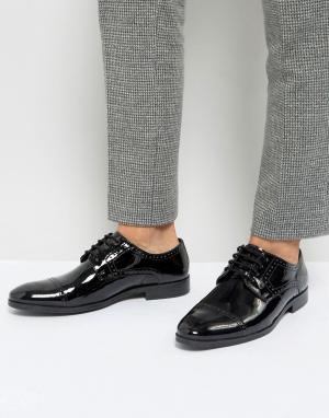 Лакированные оксфордские туфли со вставкой на носке Silver Street. Цвет: черный