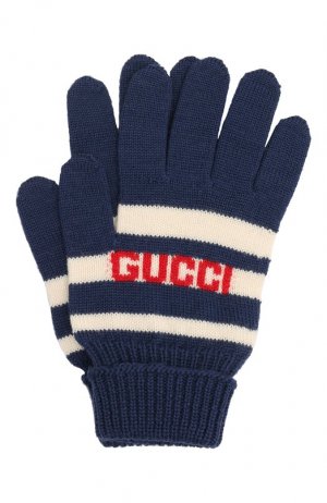 Шерстяные перчатки Gucci. Цвет: синий