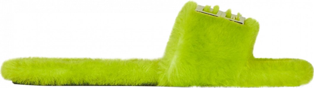 Сандалии Flat Mule 4G - Citrus Green Shearling, зеленый Givenchy