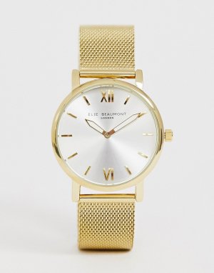 Золотистые часы с сетчатым браслетом -Золотой Elie Beaumont