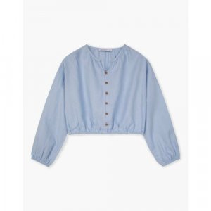 Блуза , размер 6-8л/122-128, синий Gloria Jeans. Цвет: синий/светло-синий