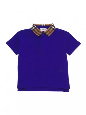 Рубашка-поло с клетчатым воротником для маленьких мальчиков и , цвет knight Burberry