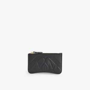 Кожаный кошелек с печатью Alexander Mcqueen, черный McQueen