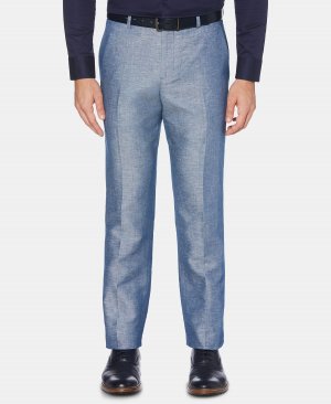 Мужские однотонные классические брюки современного кроя Perry Ellis из льна/хлопка Portfolio