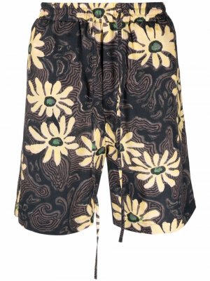 Плавки-шорты с цветочным принтом Nanushka. Цвет: коричневый