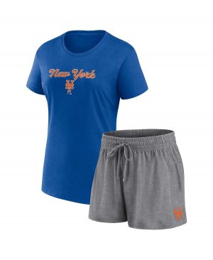 Женский комплект из фирменной серой футболки и шорт с надписью New York Mets Script Fanatics