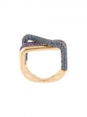 Серебряное кольцо прямоугольной формы APM Monaco. Цвет: золотистый