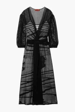 Платье миди открытой вязки с поясом , черный Missoni