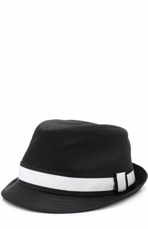 Хлопковая шляпа-федора с контрастной лентой Dolce & Gabbana. Цвет: черный