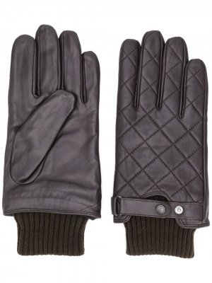 Стеганые перчатки с трикотажной вставкой Barbour. Цвет: коричневый