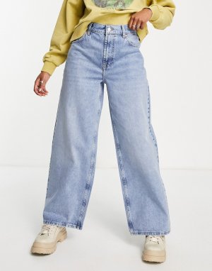 Выбеленные джинсы бойфренда с низкой посадкой из переработанного смесового хлопка -Голубой Topshop