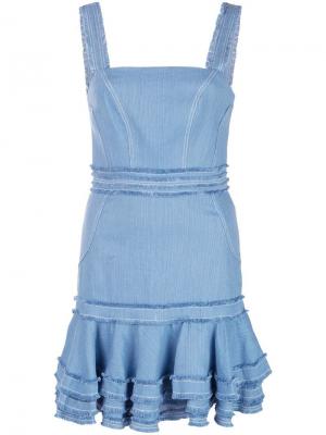 Джинсовое платье с оборками Alexis. Цвет: синий