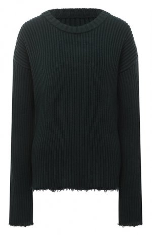 Пуловер из хлопка и шерсти MM6. Цвет: зелёный