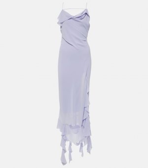 Асимметричное платье миди с оборками , сиреневый Acne Studios