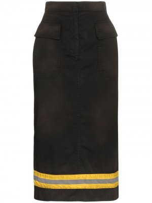 Юбка миди с высокой талией и светоотражающей полосой Calvin Klein 205W39nyc. Цвет: черный