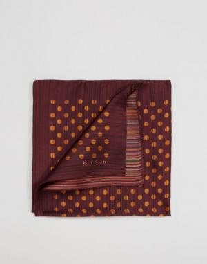 Шелковый платок для пиджака в горошек и полоску Paul Smith. Цвет: красный
