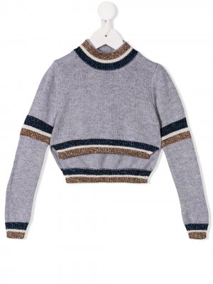 Укороченный свитер с полосками Monnalisa. Цвет: серый