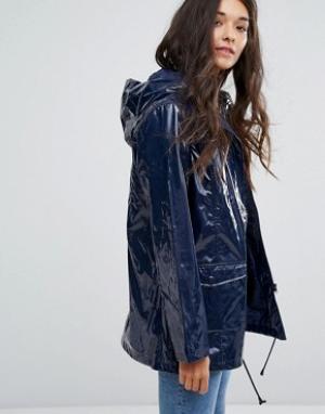 Лакированное пальто-дождевик New Look. Цвет: синий