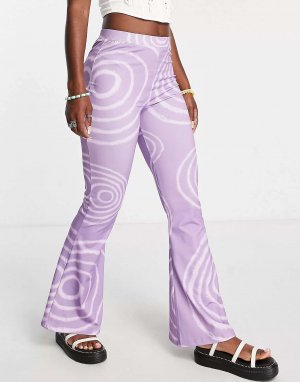Сиреневые расклешенные брюки стрейч-класса Bolongaro Trevor. Цвет: фиолетовый