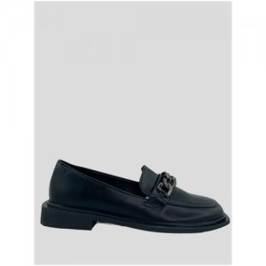 Лоферы женские туфли из экокожи на квадратном каблуке с металлическими звеньями спереди (4832) Цвет: Черный. Размер: 40 HAVIN. Цвет: черный