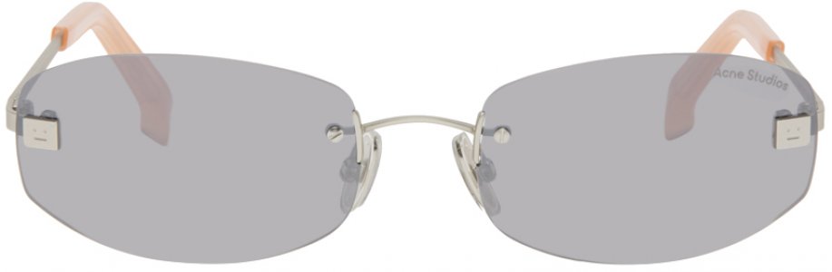 Серебряные солнцезащитные очки без оправы Acne Studios