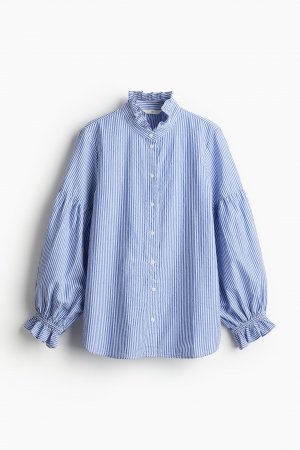 Блузка из жатого хлопка с оборками H&M