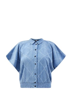 Рубашка из тонкого лиоцелла с эластичной отделкой и принтом KARL LAGERFELD. Цвет: синий