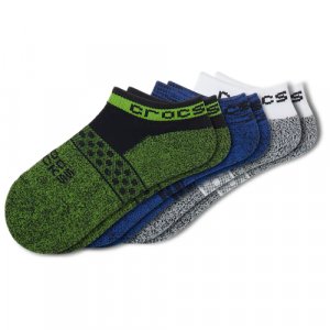Носки 3 пары, размер S, серый, синий Crocs. Цвет: серый/синий/зеленый