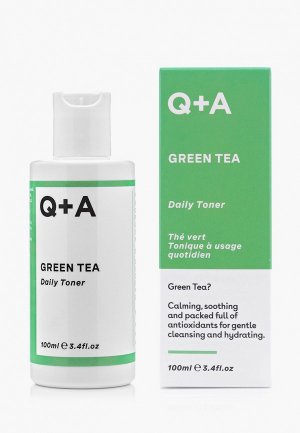 Тоник для лица Q+A Успокаивающий, GREEN TEA, 100 мл. Цвет: прозрачный