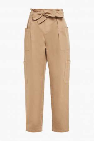 Зауженные брюки из эластичного хлопкового твила с поясом и складками REDVALENTINO, бежевый REDValentino