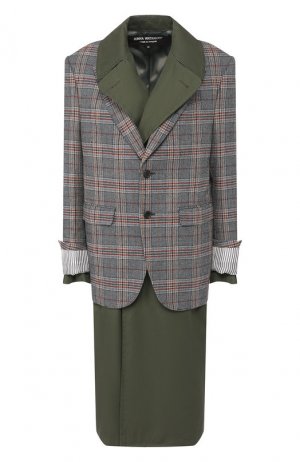 Пальто из смеси шерсти и лена Junya Watanabe. Цвет: зелёный