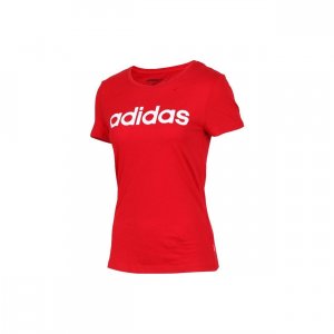 Neo Alphabetic Print Round Neck Short Sleeve T-Shirt Women Tops Red DZ7677 Adidas