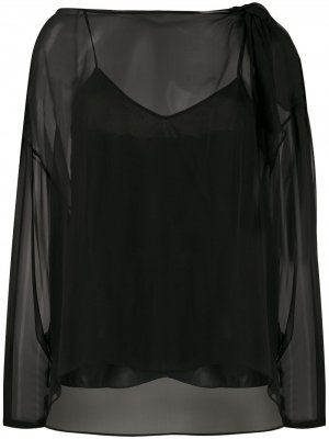 Полупрозрачная многослойная блузка Emilio Pucci. Цвет: черный