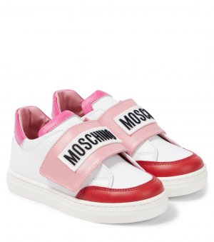 Кожаные кроссовки с логотипом , белый Moschino Kids