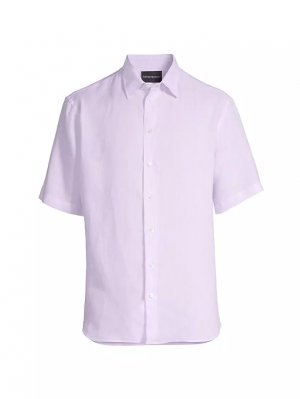 Льняная рубашка с короткими рукавами, розовый Emporio Armani