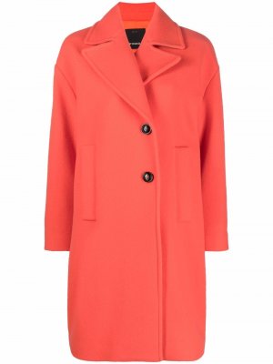 Однобортное пальто из смесовой шерсти PINKO. Цвет: оранжевый