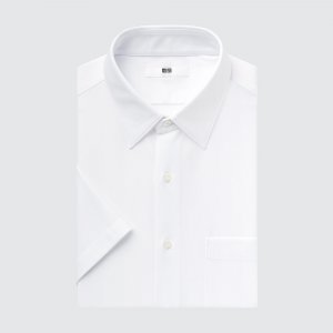 Рубашка UNIQLO Non-iron из трикотажа с короткими рукавами, белый