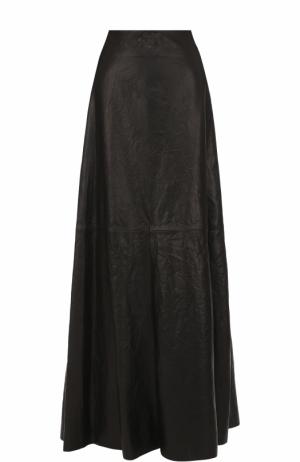 Однотонная кожаная юбка-макси Ann Demeulemeester. Цвет: черный