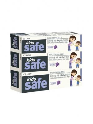 Детская зубная паста  СJ LION Kids safe со вкусом винограда (3-12 лет) 90 гр. х 3шт. Cj. Цвет: кремовый