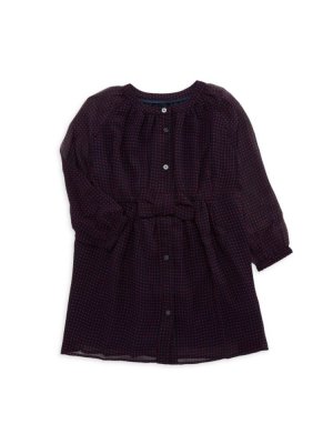 Шелковое платье в горошек для маленькой девочки, фиолетовый Burberry