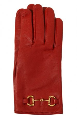 Кожаные перчатки Horsebit Gucci. Цвет: красный