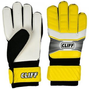 Вратарские перчатки , размер 4, черный, желтый Cliff. Цвет: белый/черный/синий
