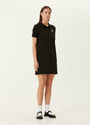 Черное мини-платье-поло с логотипом Kenzo