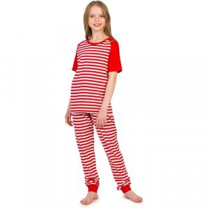 Пижама , футболка, брюки, манжеты, размер 158, красный N.O.A.. Цвет: красный