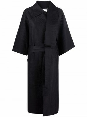 Пальто в стиле колор-блок с поясом HENRIK VIBSKOV. Цвет: черный