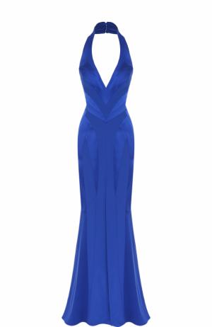 Приталенное шелковое платье-макси с подолом Rubin Singer. Цвет: синий