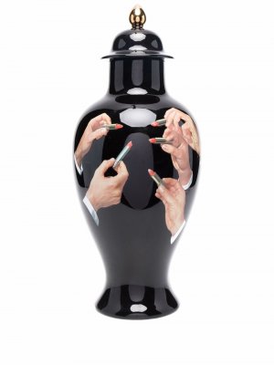 Керамическая ваза с принтом Lipsticks Seletti. Цвет: черный
